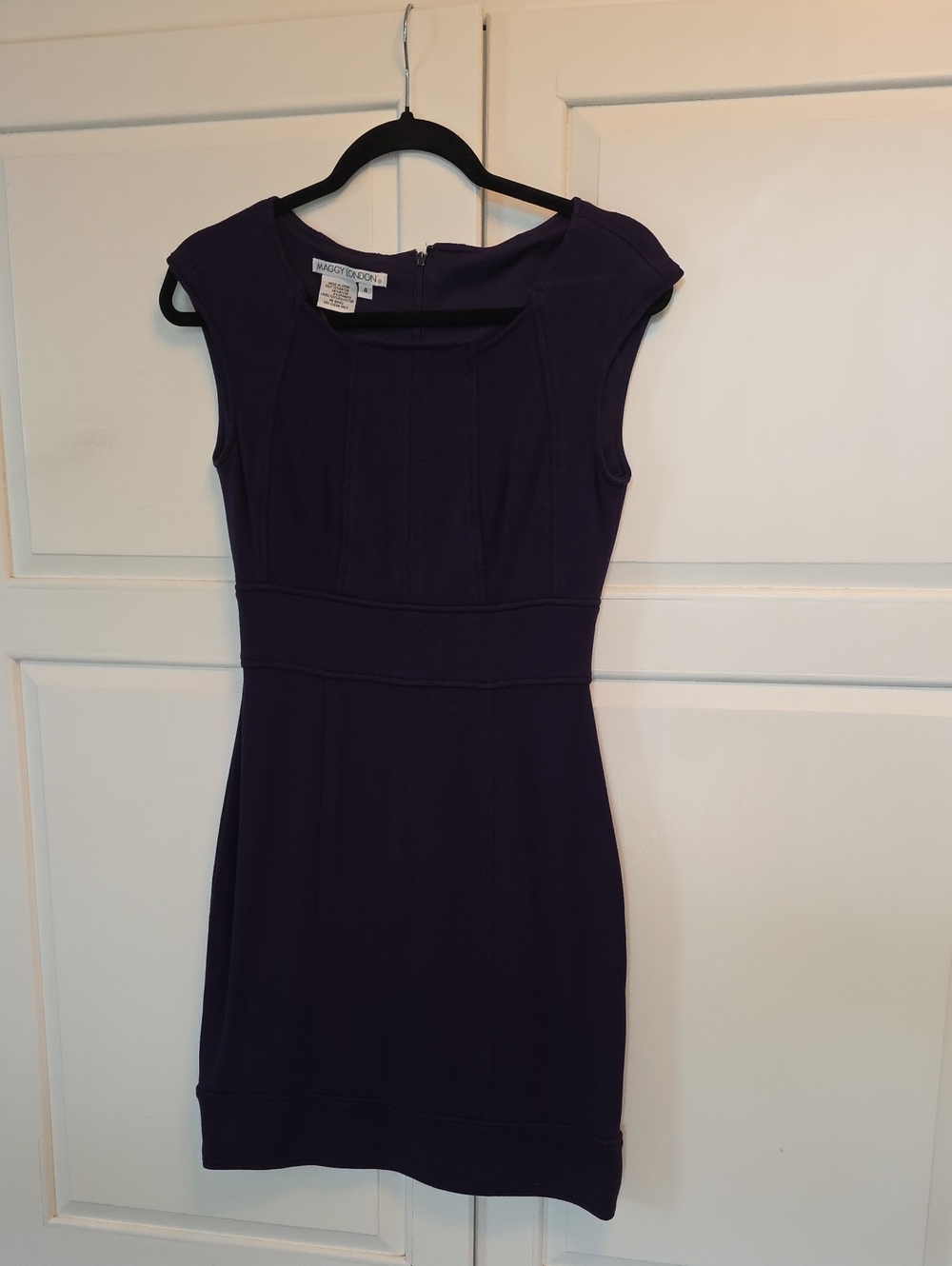 Maggy London Deep Purple Cap-Sleeve Sheath Dress